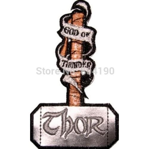 4" The Mighty Hammer infinity war Loki God Thunder Embroidered Movie Iron On Patch TRANSFER APPLIQUE
