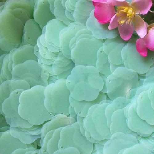 50g/lot Matte Green Flat Flower Sequins 26mm Plum Blossom With 1 Side Hole Loose Paillette For Crafts