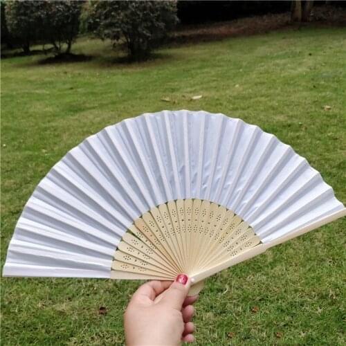 50Pcs Personalized Vintage Folding Silk Hand Fan Wedding Favor Custom Bridal Baby Shower Party Gift With Box Print Name & Date