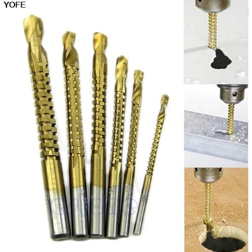 6pcs Drill Bit Titanium Coated High Speed Steel Drill Bit Electric Drill Hemp Flowers High Hardness Resistance of High Speed