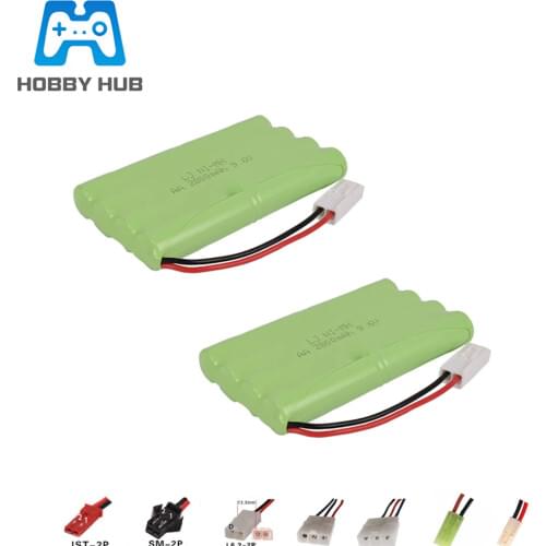 9.6V 2800mAh NI-MH Battery For RC Toys Cars boats gun train Tank rc toys model NIMH AA 9.6V Battery Pack 2pcs