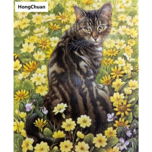 Chrysanthemum cat diamond painting cross stitch needlework home decoration mural 5D DIY square/round mosaic diamond embroidery