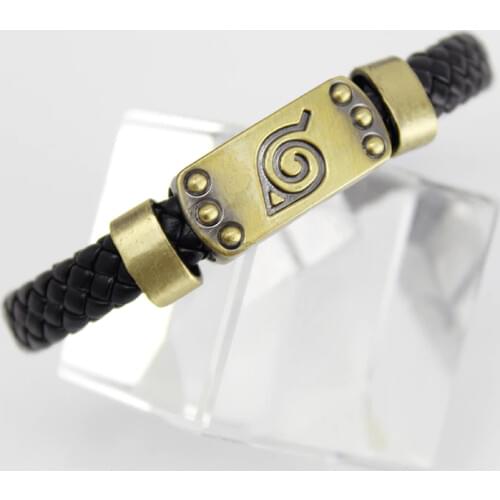 Anime Naruto bracelet Knit Cosplay Costumes Accessories Props Black Punk Fashion leather rope Bracelets
