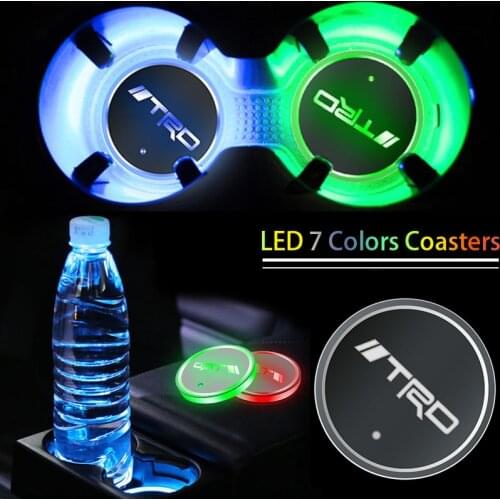 Car Light LED Cup Drink Holder Anti Slip For Toyotas TRD VIOS Avensis Auris Hilux Corolla Camry RAV4 Atmosphere Lamp Car Goods