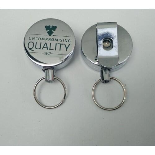 Free shipping 1000pcs/lot customized logo badge reel; promotional retractable metal badge holder; belt clip BR12
