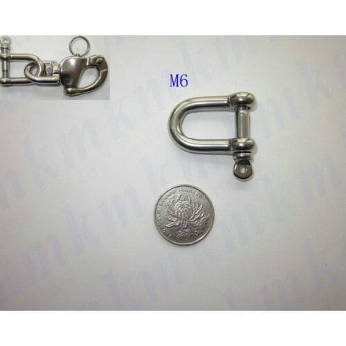 Free Shipping Wholesale Stainless Steel AISI316 Grade Small Mini Type D and Dee M6 Screw Pin Anchor Shackle