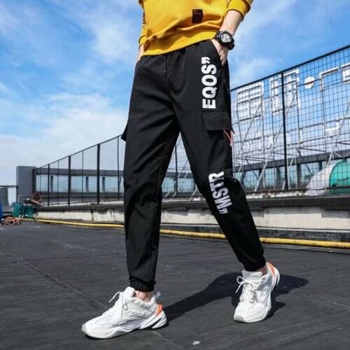 Summer Men Pants Harajuku Fashion Streetwear Men Trousers Casual Jogger Men Sweatpants Side Letter Printing Plus Size Tracksuit