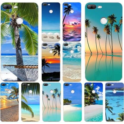 146H summer Beach Scene at Sunset on sea Palm Soft Silicone Tpu Cover phone Case for huawei Honor 9 Lite 10 p 9 10 lite