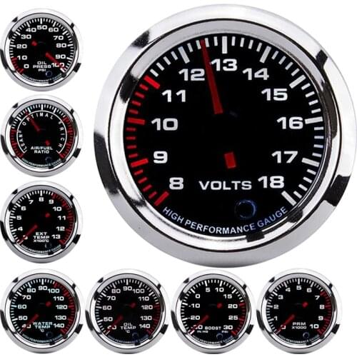 Digital 52MM Air Fuel Ratio Gauges 12V LED Car Turbo Boost Tachometer Water Temperature Oil Temp Oil Pressure Gauge Voltage
