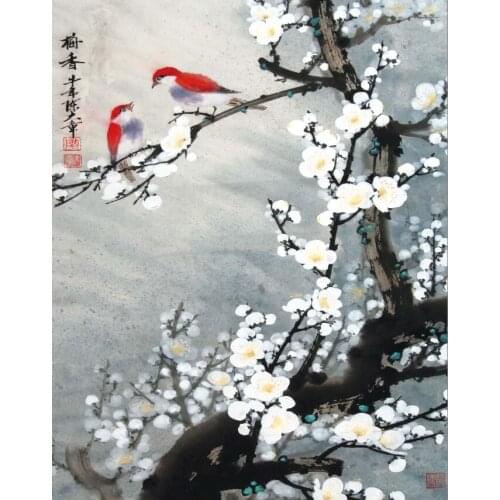 Blossom Plum The wooden puzzle 1000 pieces ersion jigsaw puzzle white card adult childrens educational toys