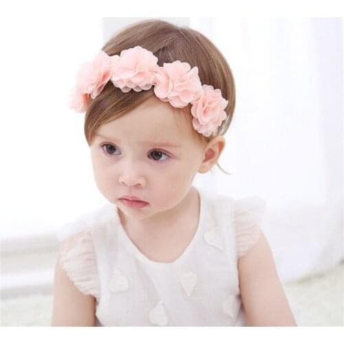 Cute Baby Girls Flower Headband Pink White Ribbon Hair Bands Handmade DIY Headwear Hair Accessories for Children Newborn Toddler