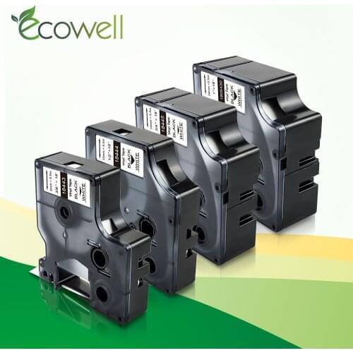 Ecowell Multisize 18443 18444 18445 1805430 Compatible for DYMO Rhino IND Vinyl Label Black on White for Rhino 4200 5000 5200