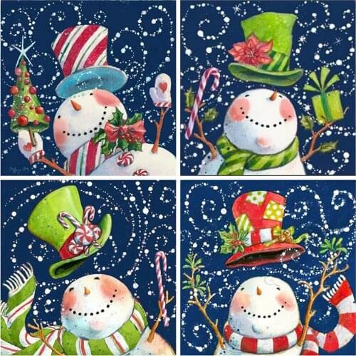 Evershine Diamond Painting Cartoon Full Square Drill Snowman Cross Stitch Kit Mosaic Rhinestone Christmas Decorations For Home