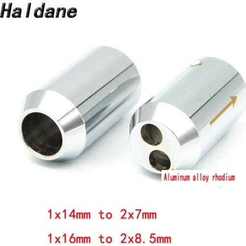 Haldane 4pcs HiFi Aluminium Alloy Rhodium 1 to 2 Pant Boot Y Splitter Speaker Audio Power Cable Wire Adapter Plug 16mm 14mm