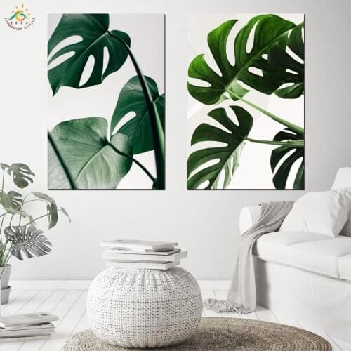 Nordic Green Plant Monstera Canvas Painting Tropical Palm Banana Turtle Leaf Canvas Prints And Poster Wall Art Home Decor