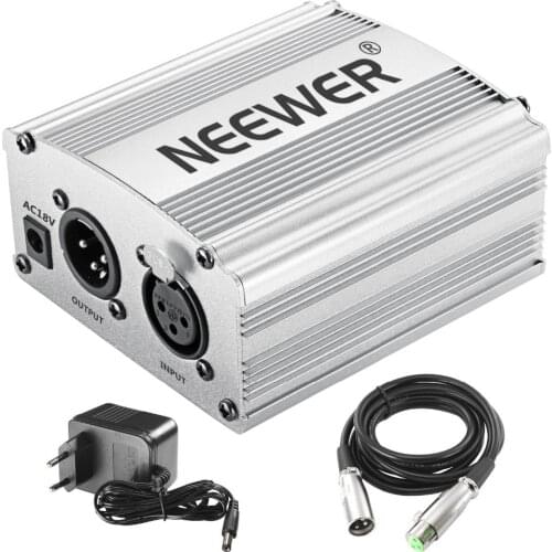 Neewer Phantom Power Kit includes: 1-Channel 48V Phantom Power Supply for Any Condenser Microphone Music Recording Equipment