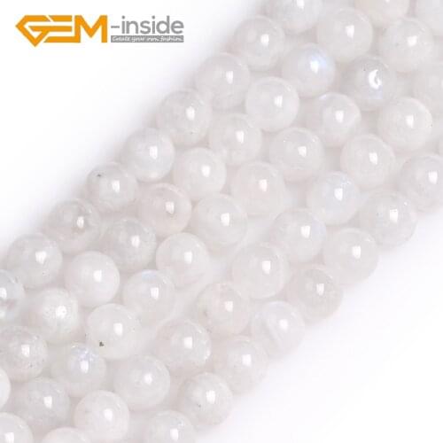 GEM-inside Natural Moonstone Round Beads For Jewelry Making DIY Strand 15 Inches 6/8/10/12/14mm 16-17MM Size Wholesale