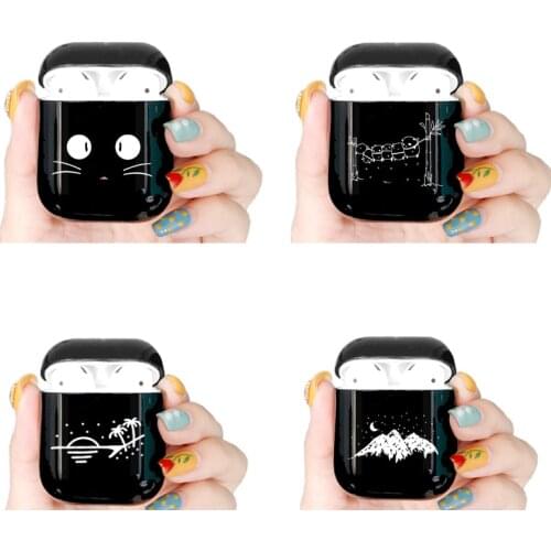 Cute Case For Apple airpods Case Cartoon Graffiti Messge&Quotes Bluetooth Earphone Case For Airpods Headphone Black Hard Case