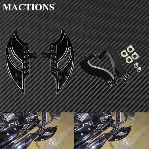 Motorcycle Black Passenger Foot Pegs Floorboards Footrest Pedals W/ Bracket Mounting Kit For Harley Touring 1993-Up Road Glide