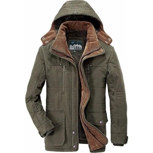Mens Warm Thick Winter Fleece Jacket Windbreaker High Quality Fur Collar Outwear Coat Windproof Fashion Fleece Cotton Parkas