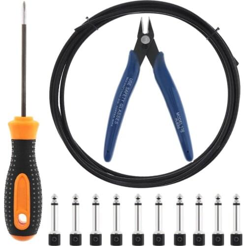 DIY Solderless Cable Kit Guitar Cable Set 13pcs with Plug Screw Driver and Cable Cutter for Effect Pedal Musical Instruments