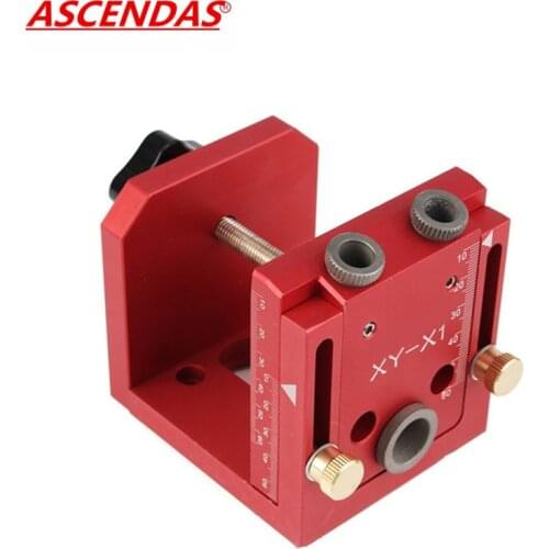 ASCENDAS Pocket Hole Drill Guide Dowel Jig Woodworking Joinery Aluminum For Carpentry Tool Kit TP-0162