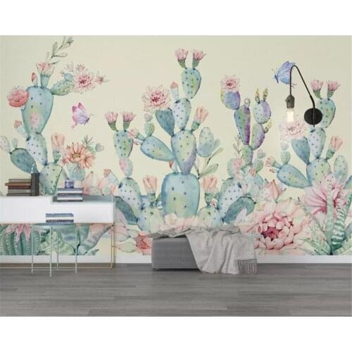 Beibehang Custom bedroom living room wall wallpaper Hand-painted cactus background wall wallpaper mural papel pintado pared