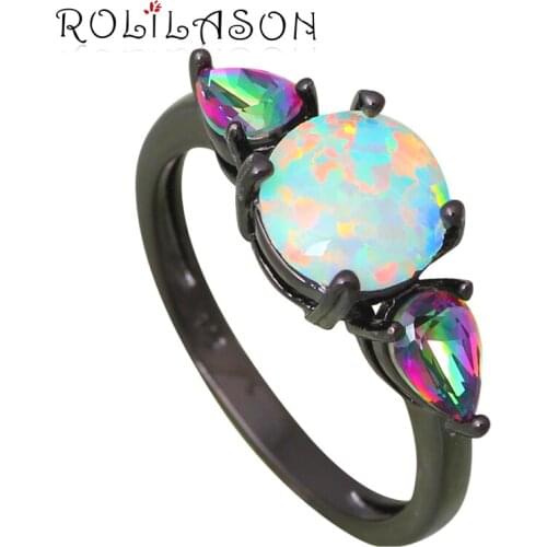 New Fashion Mystic Zirconia Rings Silver Stamped White Fire Opal Party Rings USA Size #6#7#8#9#10 Party Fashion Jewelry OR786