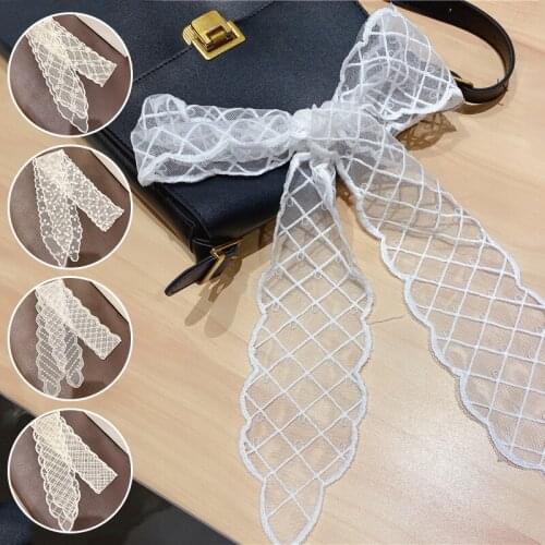 New Elegant White Print Lace Headscarf Long Ribbon Braid Hair Tie Headwear Trendy Multifunctional Ribbon Female Hair Accessories