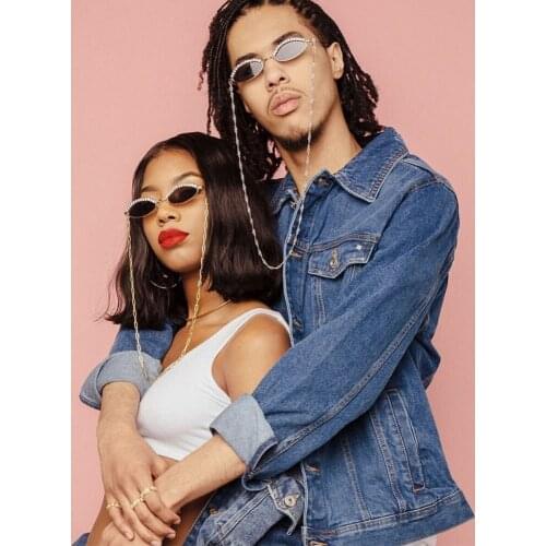 New arrival 2020 diamond mosaic Europe and America trendy small frame oval sunglasses women men brand vintage sun glasses