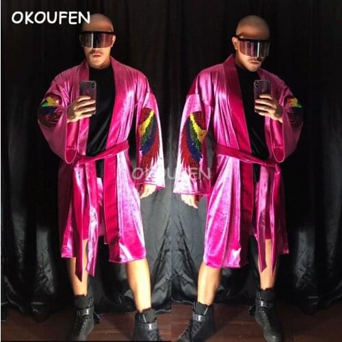 Nightclub bar men and women clothing night show ds costume new DJ hip hop velvet robe boxing suit