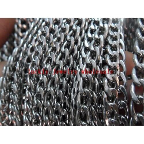 Lot 10meter in bulk 6mm/8mm Stainless Steel Flat NK Chain jewelry finding / Marking Chain DIY COOL Men
