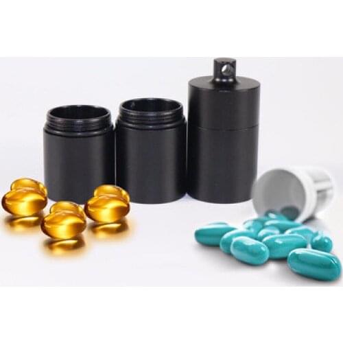 Multi-compartment portable sealed medicine box Full metal full waterproof Survival waterproof tank Waterproof storage keychain