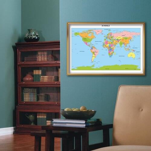 59*42cm The World Map Small Wall Poster Canvas Painting Living Room Home Decoration Travel Gift School Supplies In Dutch