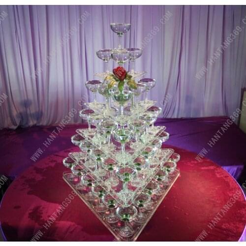 Five tier arcrylic champagne tower Luxury Hotels Dessert Aircraft cup Stand Banquet champagne tower wedding decoration
