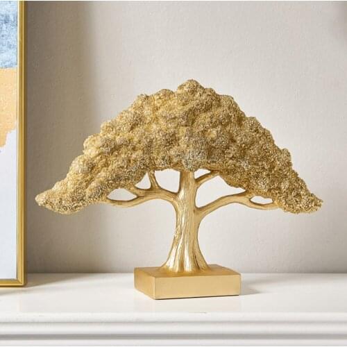 Golden Lucky Money Tree statue Feng Shui Ornament Fortune Tree Ornament Golden Purse Tree Decoration Desktop Beautiful Craft Art