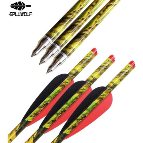 12PCS OD 8.8mm Camouflage Arrows Crossbow Professional Hunting 16"17"18" Carbon Arrows 400 Spine Crossbow Bolts 20 inch