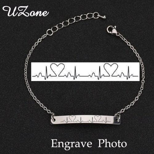 UZone Tiny Personalized Name Bracelets Engrave Words Photo Bracelets For Women Gift