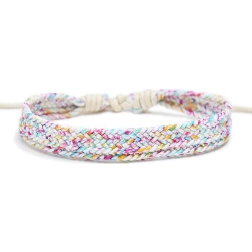 Vintage Handmade Boho Weave Bracelet Multicolor Cotton Rope Fabric Braided Bracelet Ethnic Style Woven Bracelets for Women