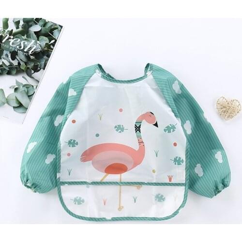 Wecute New Baby Kids Toddler Long Sleeve Waterproof Art Smock Feeding Bib Apron Pocket Infant Kids Feeding Accessories Clothes