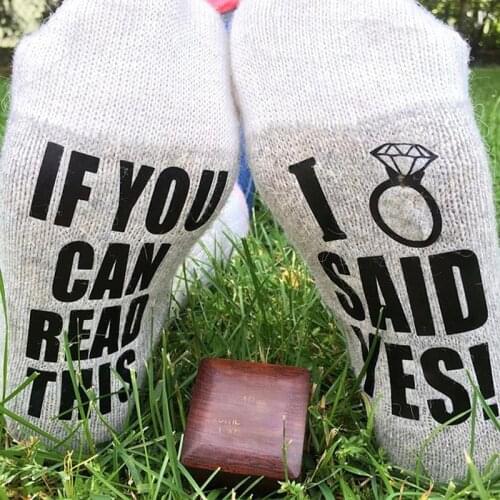 I Said Yes socks bride to be Wedding Engagement Honeymoon travel Bachelorette Party Bridal Shower Valentine’s Day Gift present