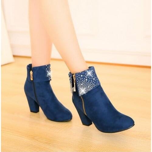 Womens shoes boots ankle boots round toe high heels women boots autumn spring winter boots