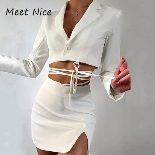 Two Piece Blazer Suit Women Office Sets Autumn Long Sleeve Cardigan Blazer Skirt Solid 2 Piece Set Lady Casual Blazers Set