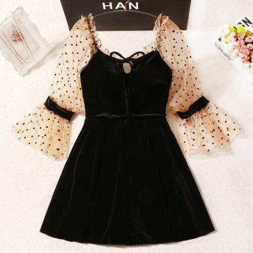 2021 New Women Retro Dot One Piece Swimwear Black Bathing Suit Swim Beach Dress Summer Sexy Swimming Beachwear Ladies Swimsuit