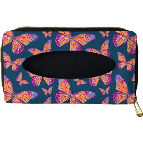 1 Pcs Butterfly Printed Tissue Boxes Disposable Napkins Tissue Boxes Car Accessories Tissue Bag Organizer Car Storage Decoration