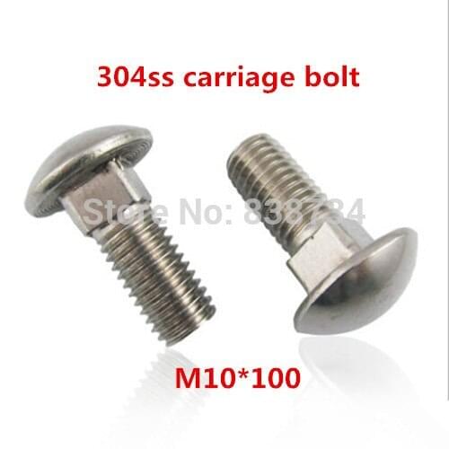 10pcs a2 70 304 stainless steel m10*100 mushroom head carriage bolt