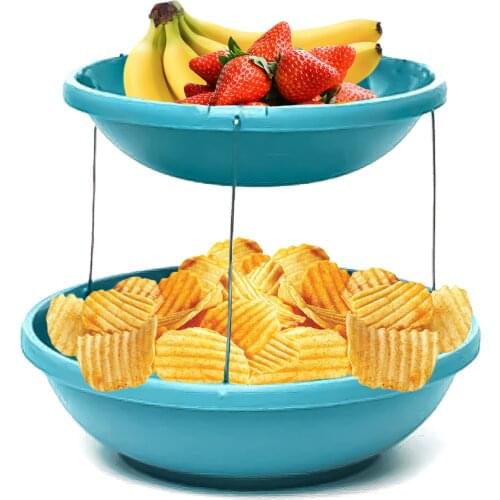 2-Layer Telescopic Folding Bowl Tableware Dinnerware Plastic Folding Fruit Tray Home Kitchen Storage Tray Dessert Snack Bowl