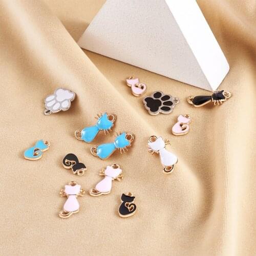 22pcs Lovely Bear Paw Prints Cute Cat Enamel Charms for Jewelry Making Necklace Pendants DIY Handmade Bracelet Earrings