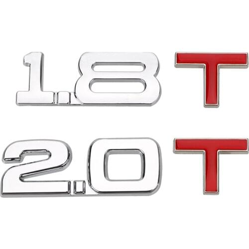 3D Metal Emblem Badge 1.8 T 2.0 T Windshield Auto Decal Universal Cylinder working volume Logo Car sticker