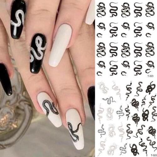 4Pcs 3D Dragon Snake Design Nail Stickers Women Love Nail Art Tattoo Slider Gel Polish Decal Temporary Tattoo Decorations